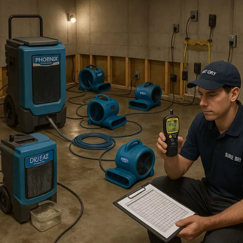 Structural Drying and Dehumidification process in Mammoth, AZ